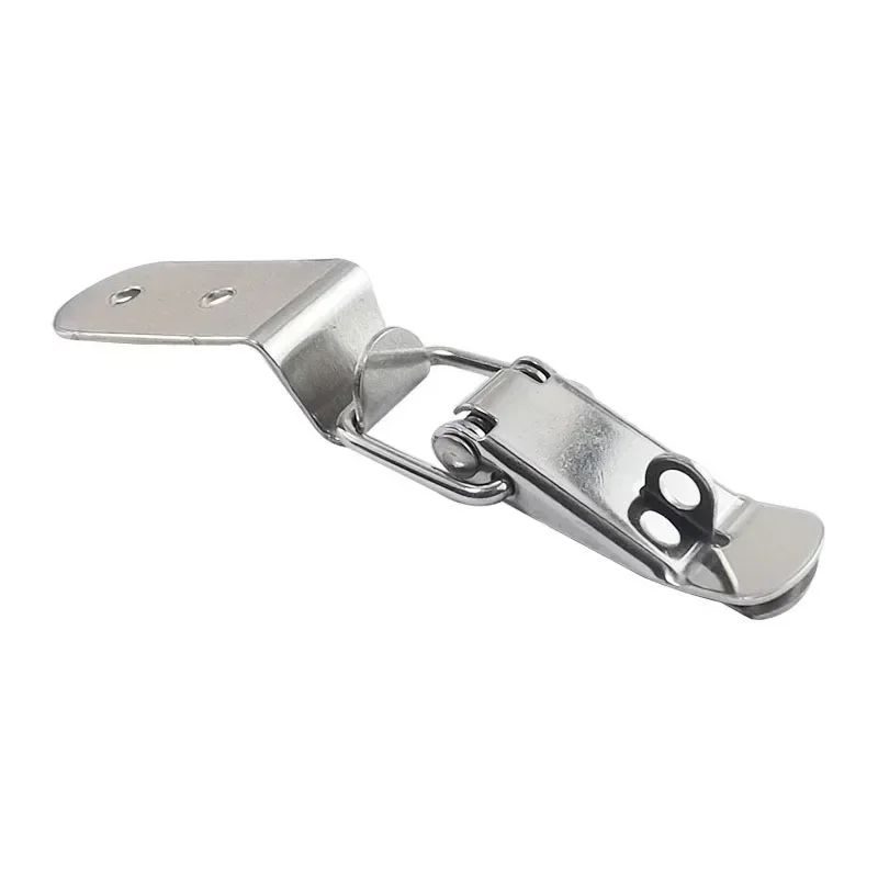 90 Degrees Duck-mouth Buckle Hook Lock Stainless Steel Spring Loaded Draw Toggle Latch Clamp Clip Silver Hasp Latch Catch Clasp