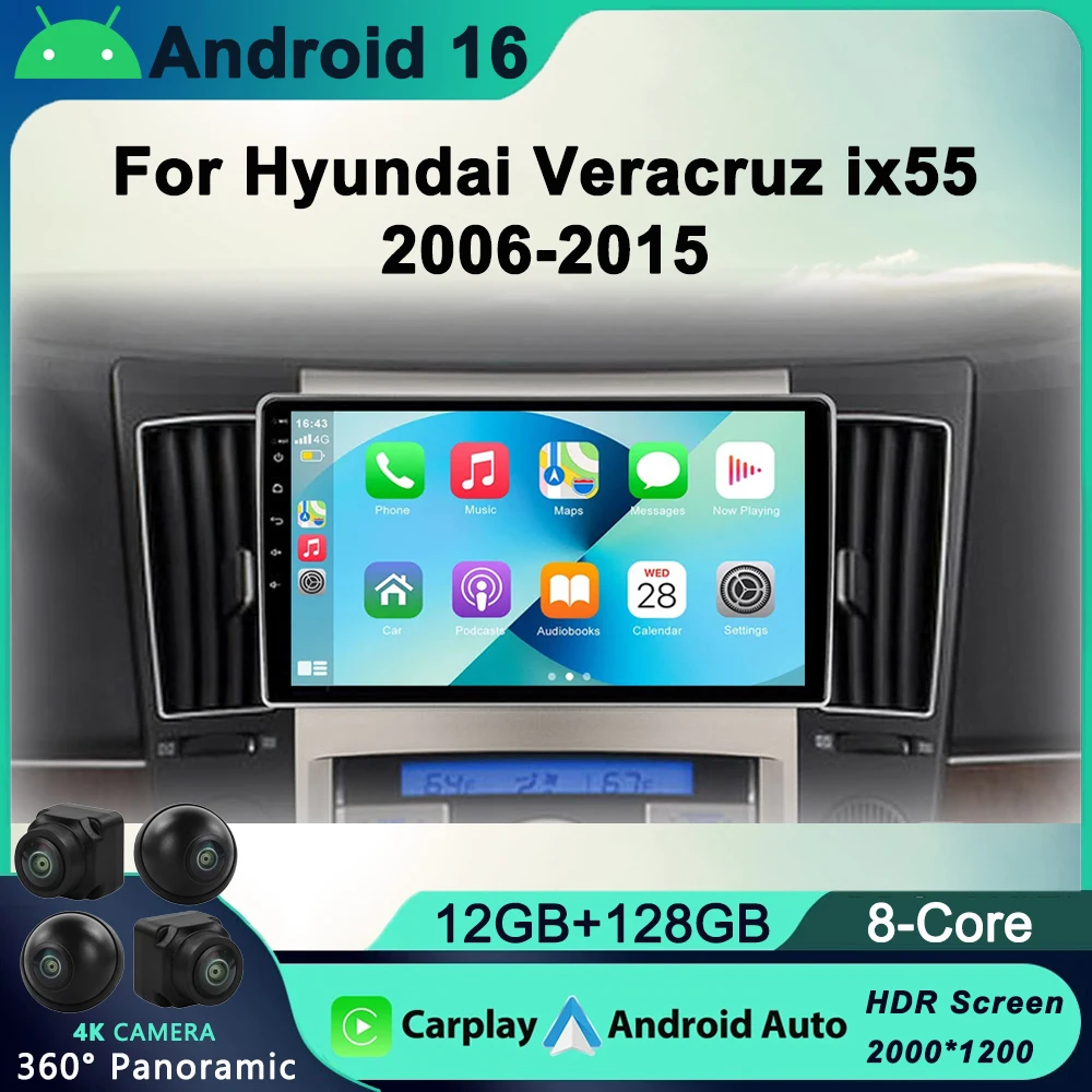 

For Hyundai Veracruz ix55 2006-2015 Car Radio Android 16 Multimedia System Tape Record Navigation GPS BT No 2 Din DVD