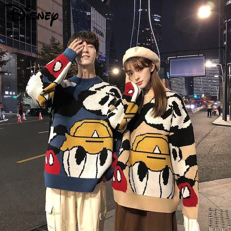 Disney Cartoon Mickey New Sweaters Couple Design Fashion Tops Women Anime Pullovers Men Sweatshirts Y2k Clothes Knitted Sweater