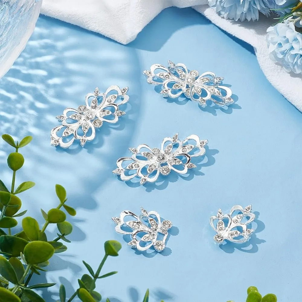 4 قطعة مشبك عباءة السحابات سترة خمر دوامة كليب كيب كليب مع حجر الراين الأزهار شكل المفاجئة المشابك سترة #5