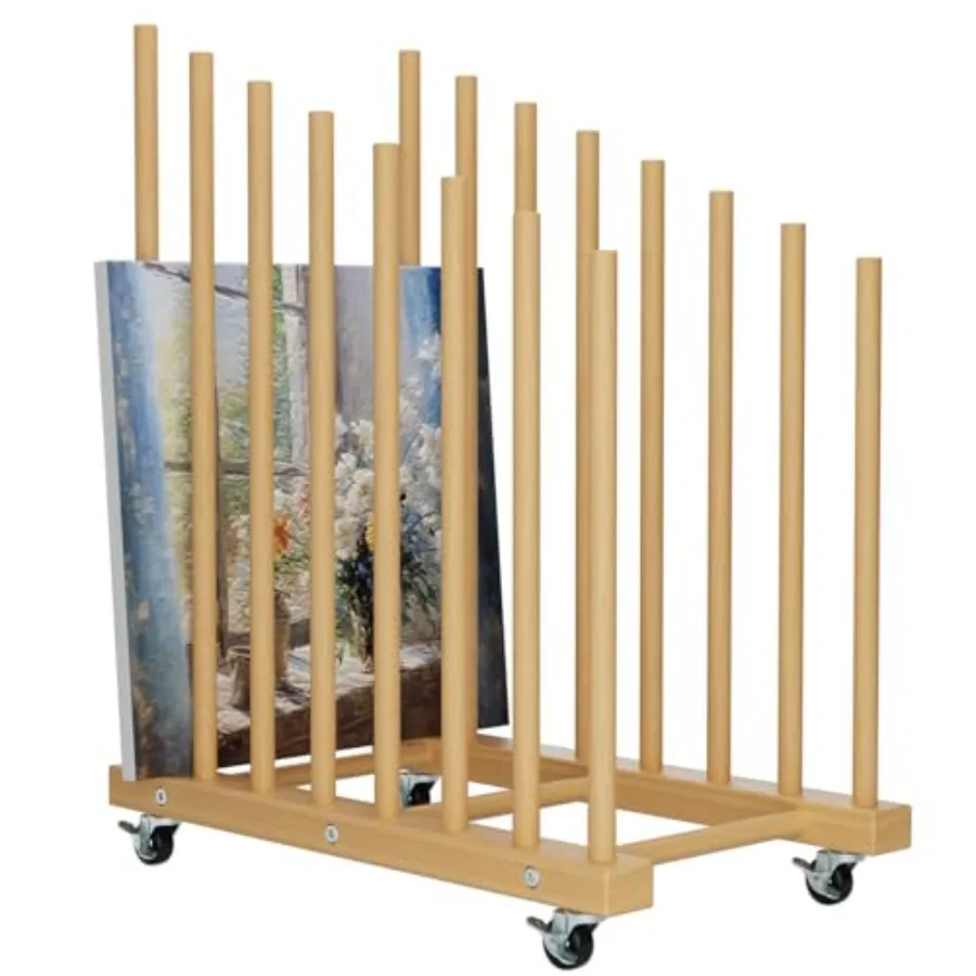 

Art Storage Caster Wheels Art Drying Wood Storage Stand for Canvas Storage, Drawing Board Storage, Printed Matter, Paper Pad fo