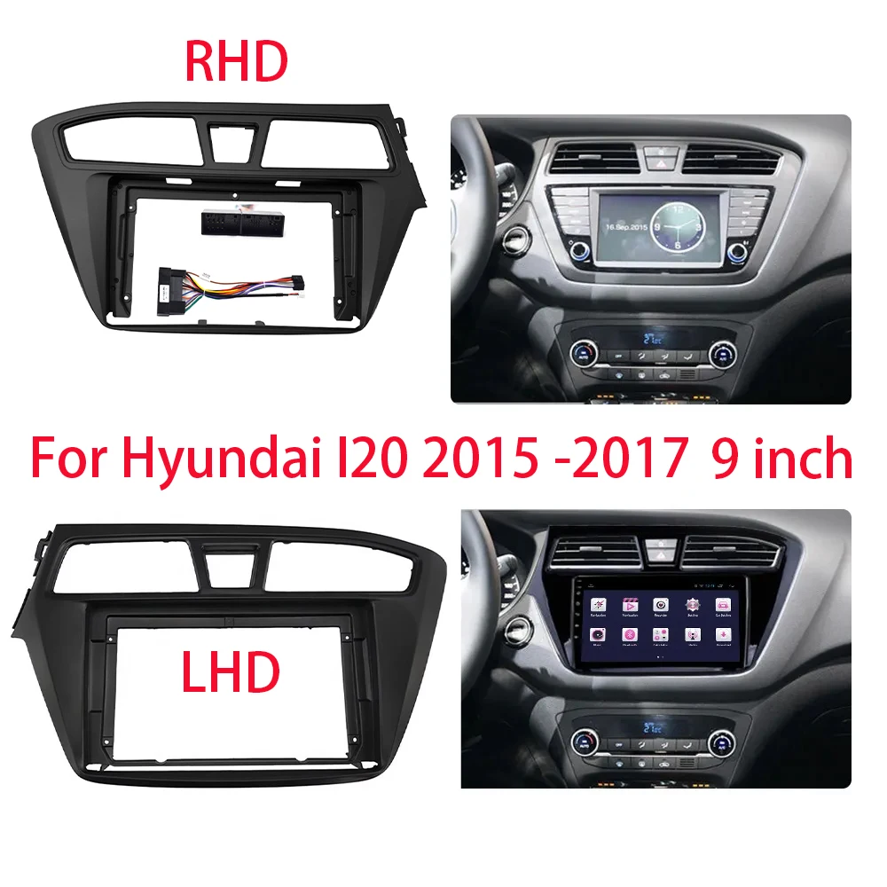 

Car GPS Navigation Panel For HYUNDAI I20 2014-2018 9 Inch Screen Radio Fascias Panel Frame 2 Din Headuint Car Stereo Frame