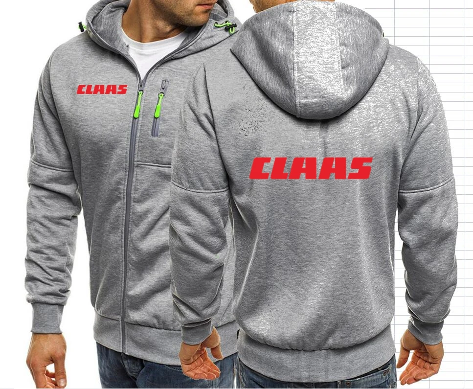 Claas Men Jackets Hoodies Coats Tractor Farming Male Brand Hooded Sweatshirt Men Zip-up Hooded Sweatshirt Outwear Streetwear