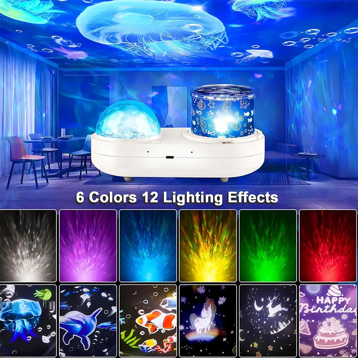 Projektor światła meduzy USB Ocean Wave Star Night Kids Projection Lamp Rotating 360 Rotation Starry Sky 3d Effect dla pokoju sypialnego