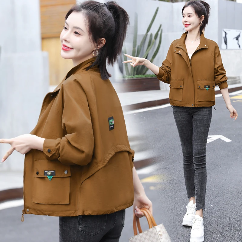 

2022 Spring Autumn New Short Coats Casual Women's Clothing Loose Fashion Casual Jackets Zipper Slim Girls Tops jp186