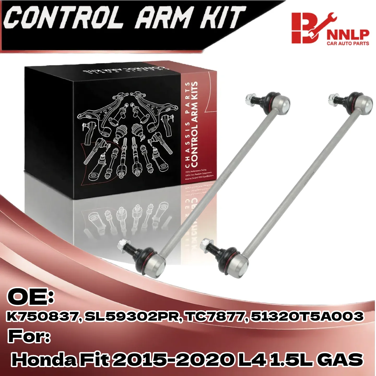 

2PCS Front Driver and Passenger Sway Bar Link for Honda Fit 2015-2020 L4 1.5L GAS K750837 SL59302PR TC7877 51320T5A003