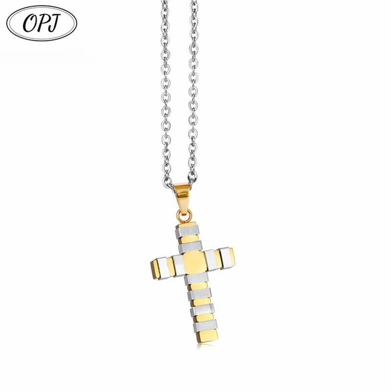 Hiphop Accessaries Party Gifts Stainless Steel Cross Pendant Necklace For Men Women Black White Color Chain Simple Party