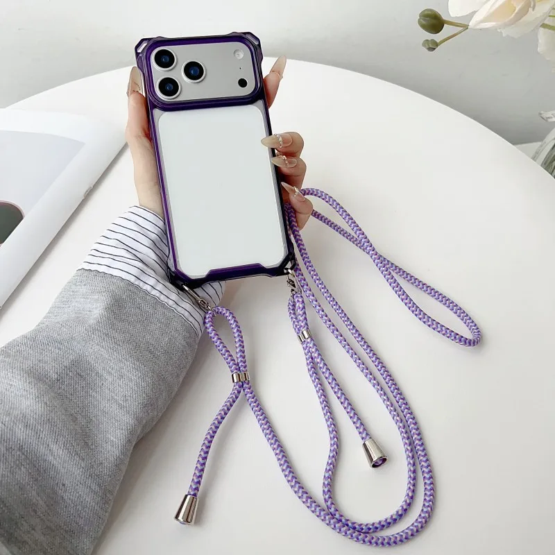 S26 Ultra Hülle, stoßfest, für Samsung Galaxy S25 FE S23 S24 Plus, Umhängetasche, Lanyard-Kordel, vier Ecken, transparente Kunststoff-Gurtabdeckung – Detail 16