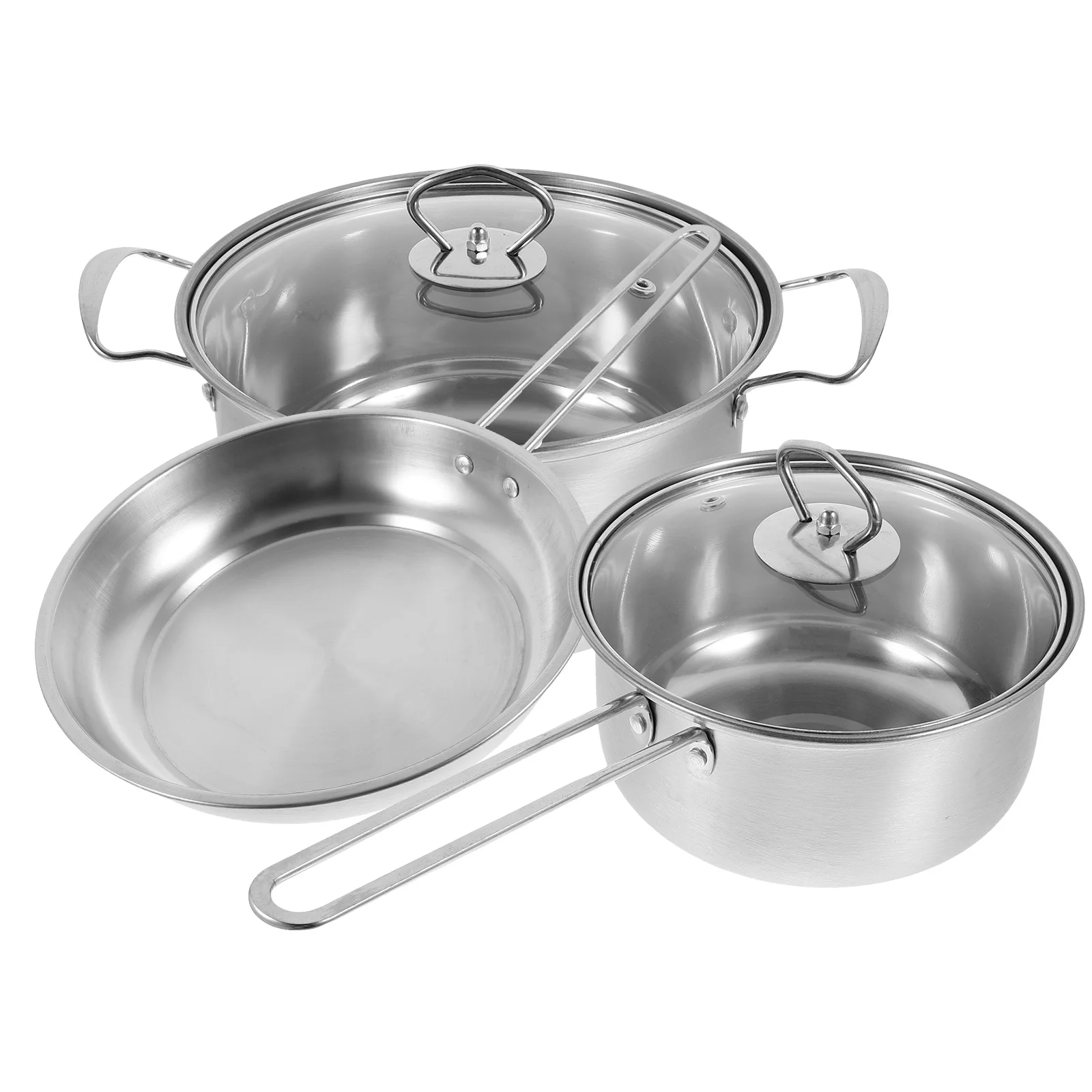 

Stainless Steel Pot Set Daily Use Stockpot Saucepan Apron Cooking Work Of Soup Handle