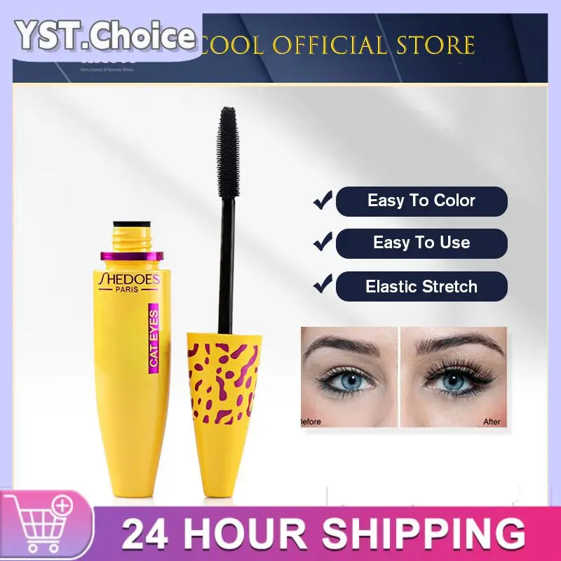 Mascara 4D Zijdevezel Wimpermascara Dikke krullen Blijvende verlenging Waterdicht Zwart Professionele oogmascara Cosmetische make-up