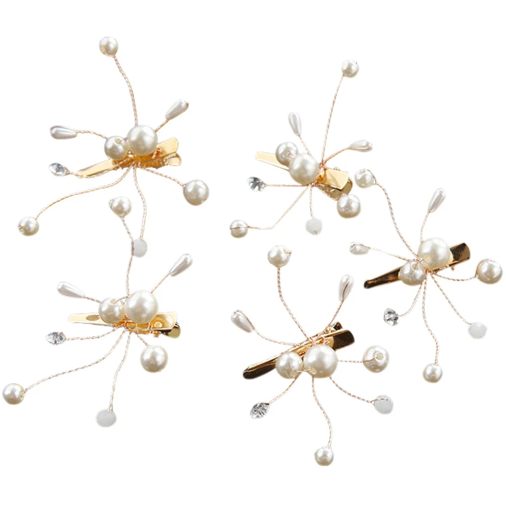 5 قطع من دبوس شعر الزفاف واللؤلؤ على شكل فراشة، قطعة شعر على شكل فيونكة، إكسسوار شعر الزفاف لوصيفات العروس والحفلات الراقصة، غطاء رأس أنيق #4