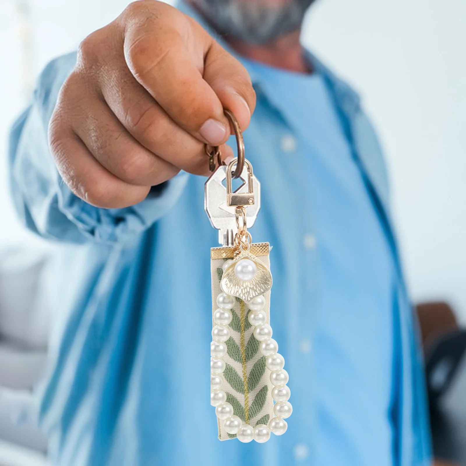 

Ремешок на запястье с бисером из искусственного жемчуга, брелок на запястье для ключей от машины, сумка, декор, брелок для ключей, орнамент, поддельный жемчуг, брелок для ключей, стильный брелок