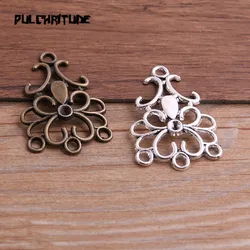 10pcs 25*36mm Two Color Zinc Alloy Necklace Charm Jewelry DIY Hollow Flower Connector Pendant Necklace