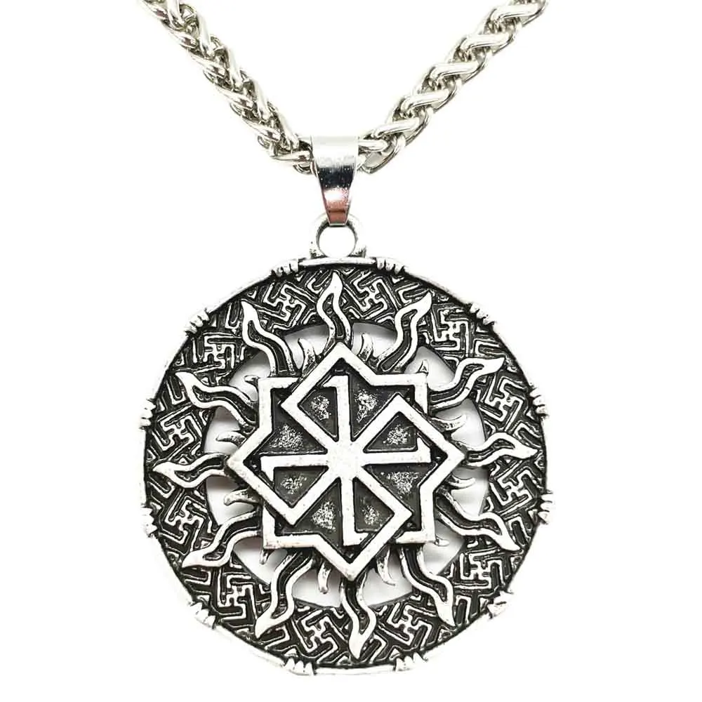 Nostalgia Slavic Molvinets Symbol Kolovrat Wheel Talisman Amulet Pendant Necklace