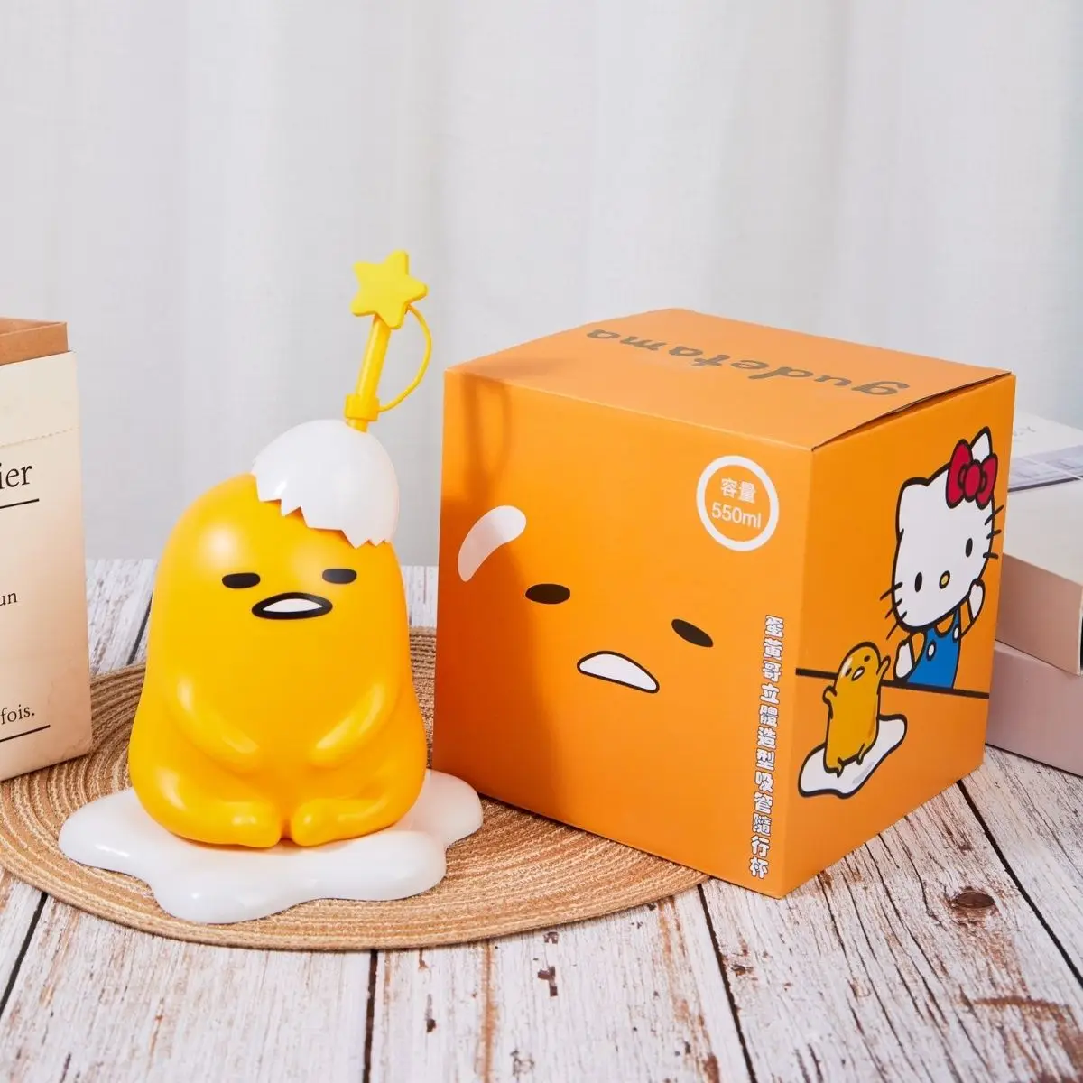 

Cartoon Gudetama Water Cup Large Capacity Straw Water Cup Creative Desktop Ornament Student Picnic Travel Water Cup Holiday Gift