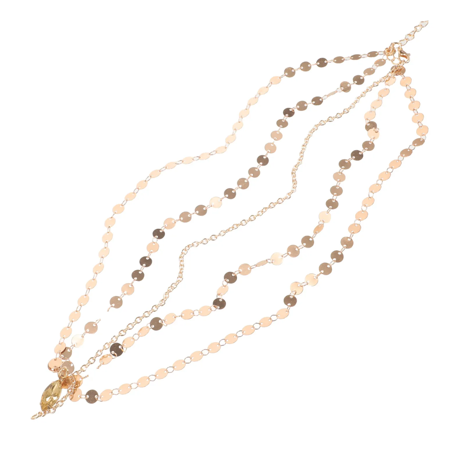 

Golden Alloy Women Head Chain Dual Layers Tassels Hairband 34Cm Fashion Novelty Party Hair Accessory for and Women Bright