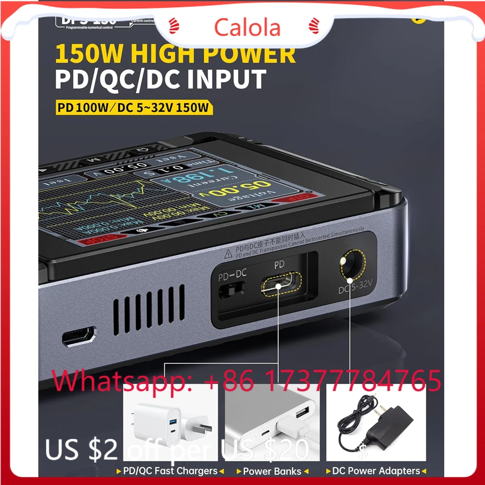 4-Digit IPS Display DPS-150 CNC DC Power Supply 0-30V 0-5A 20mV Ripple PD QC DC Input PC Programmable Regulated Power Supply