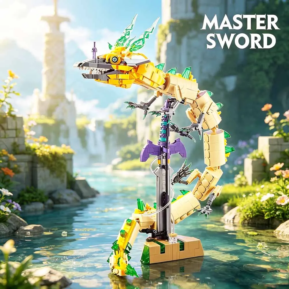 Colección de bloques MOC Zelda: Espada del Maestro, Lágrimas del Dragón Blanco, Decoraciones de escritorio, Juguetes ensamblados, Regalos para adultos
