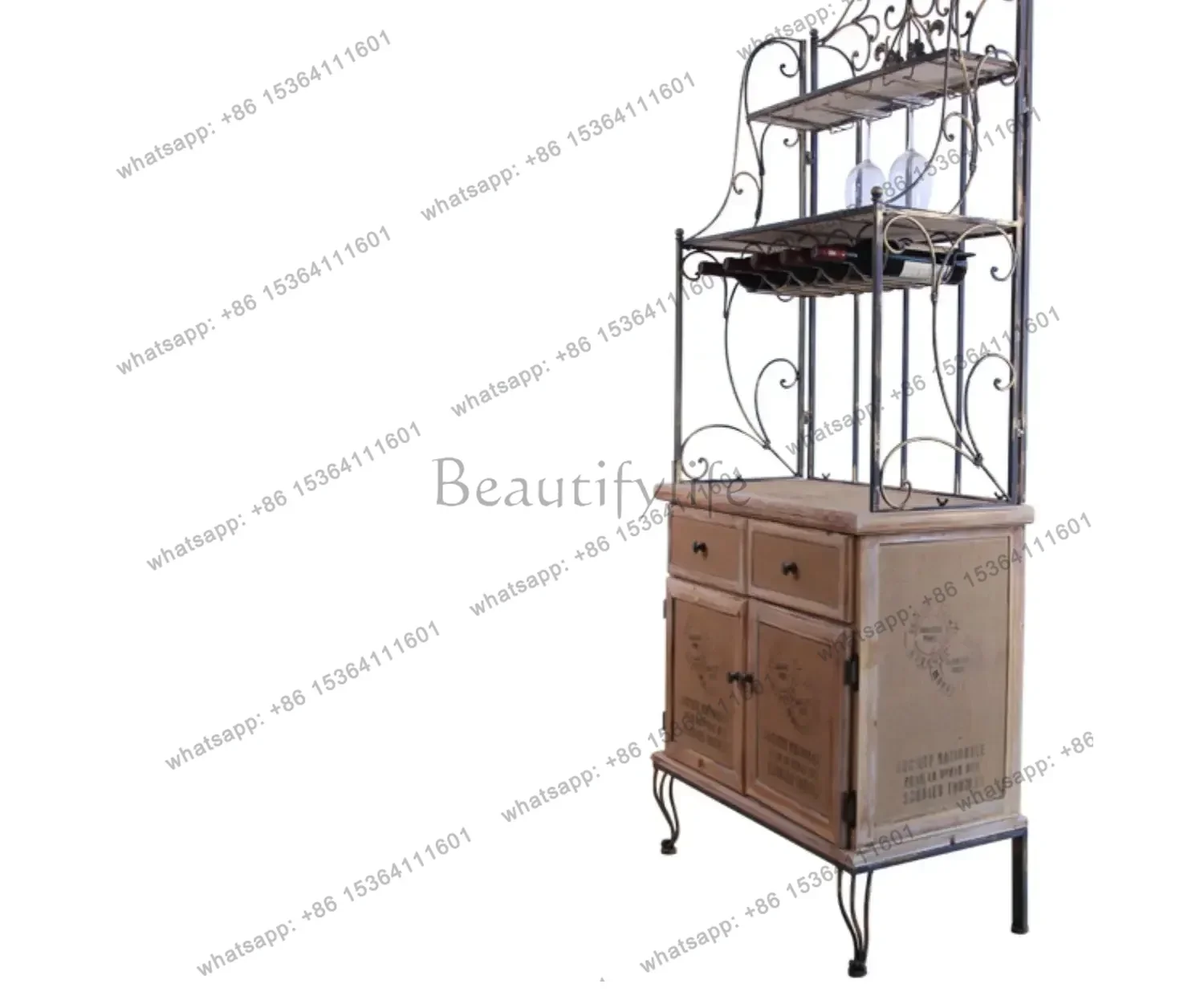 French Edge Wine Cabinet Tableware Wine Shelf American Flower Shop Shelf