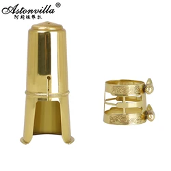 Golden Alto Tenor Saxophone Metal Mouthpiece Ligature Clip And Mouthpiece Cap Double Screws Adjust Sax Accessories