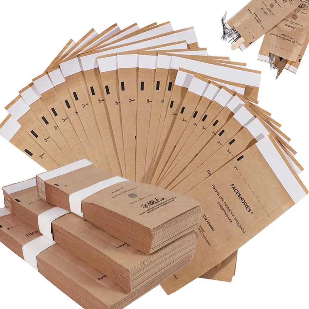 

100/50/20pcs Disinfection Kraft Bag Disposable Sterilizer Manicure Bag Sterilization Disinfection Machine Clean Pouch Bags