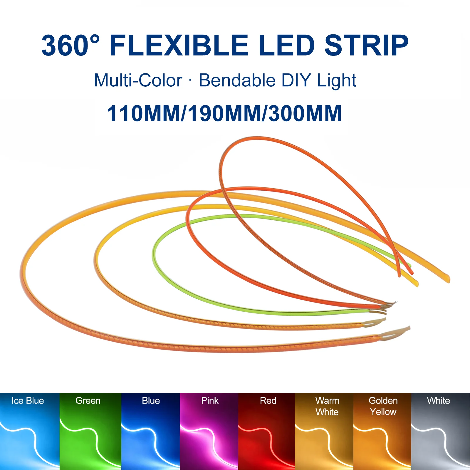  DC 3V COB LED Filament 110mm 190mm 300mm Free Cut Flexible DIY Edison Bulb Lamp Parts White Green Ice Blue Pink LED Diode