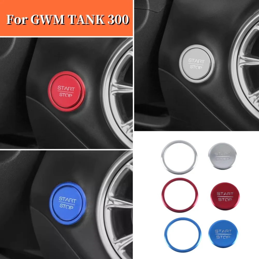 

For GWM Great Wall Tank 300 2022 2023 Car Interior Engine Start Stop Button Panel Ring Cover Trim Switch Aluminum Alloy Sticker