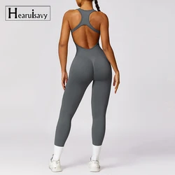 Traje de gimnasio de sensación desnuda para mujer, traje de Yoga con espalda descubierta, conjunto de ropa deportiva, mono deportivo para mujer, monos de entrenamiento para mujer, peleles de Fitness