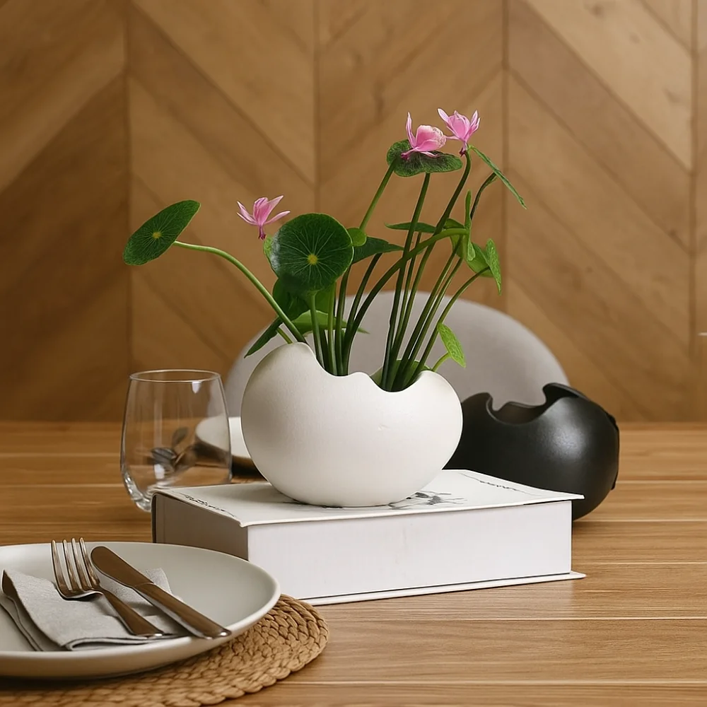 

Desktop Ornament Ceramic Flowerpot Broken Eggshells Shapes Decorative Green Planter Succulent Plant Container Office