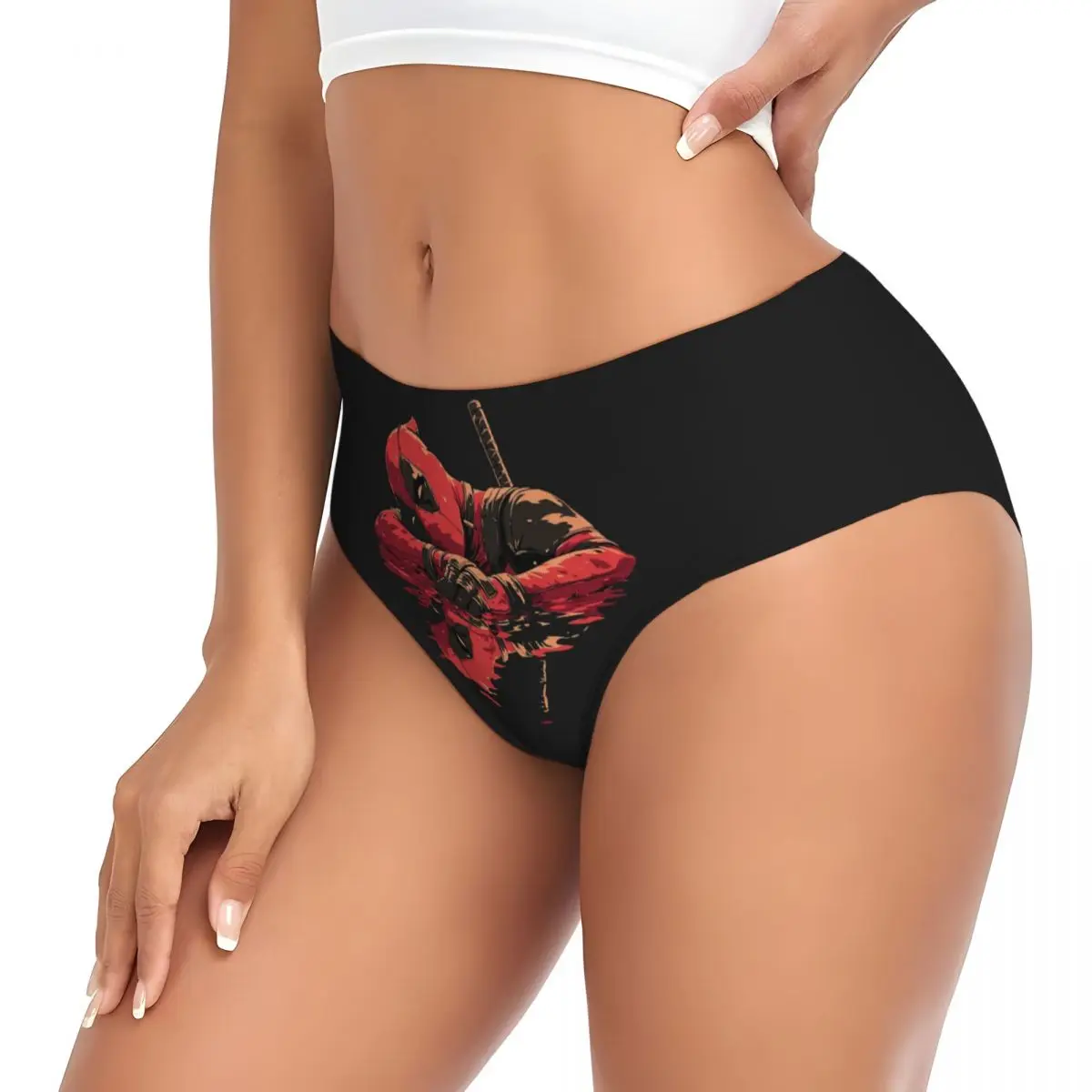 Custom Womens Deadpool Brief Panties Female Stretch Underwear Underpants