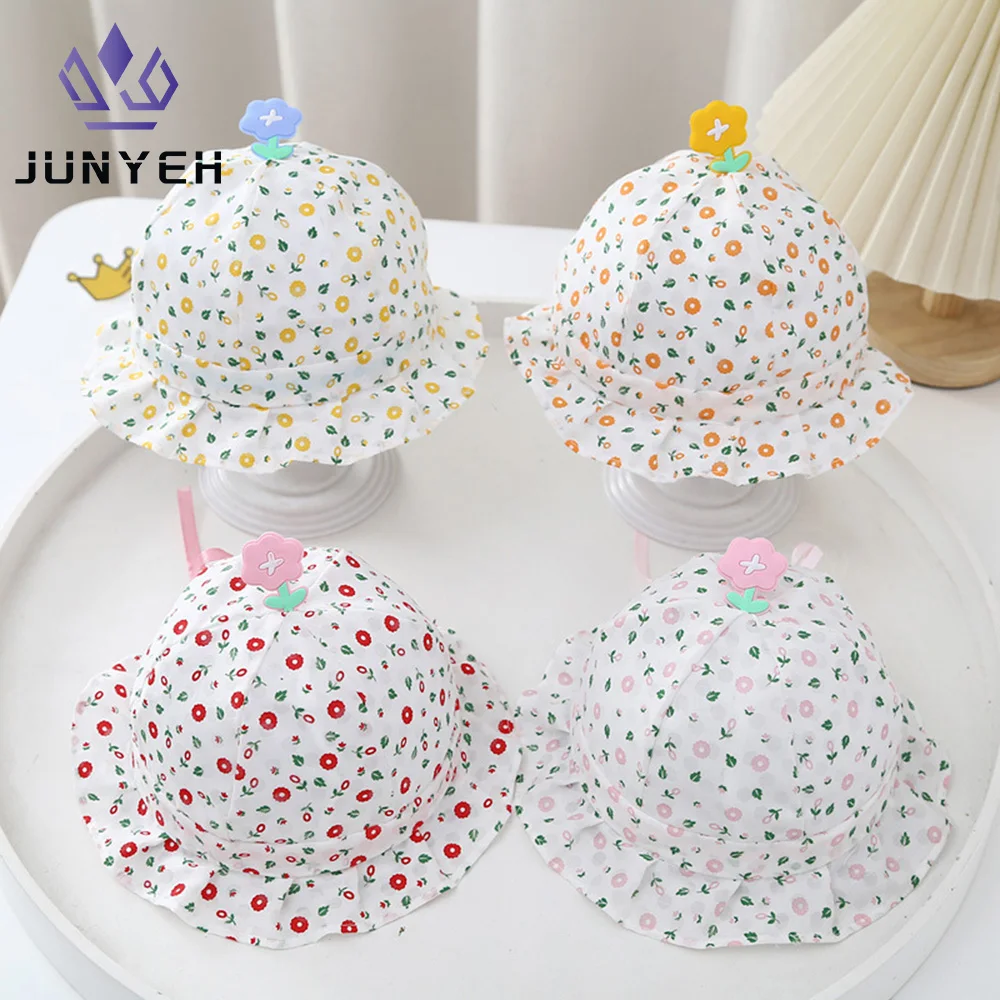 

Baby Hats Boys Girls Spring Autumn Thin Cotton Fisherman Hat Flower Infants Cute Basin Caps For Newborn Kids 0-4 Month