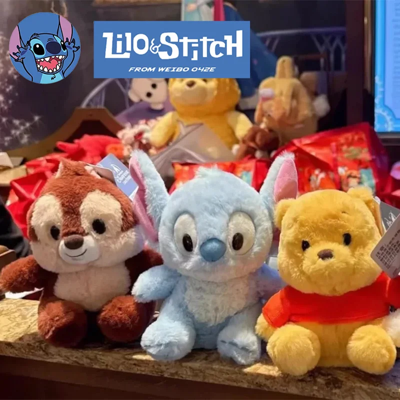 

Модная плюшевая игрушка Disney Dancing Pooh Bear Stitch с голосовой активацией, милая мультяшная кукла, кавайный подарок для фанатов аниме