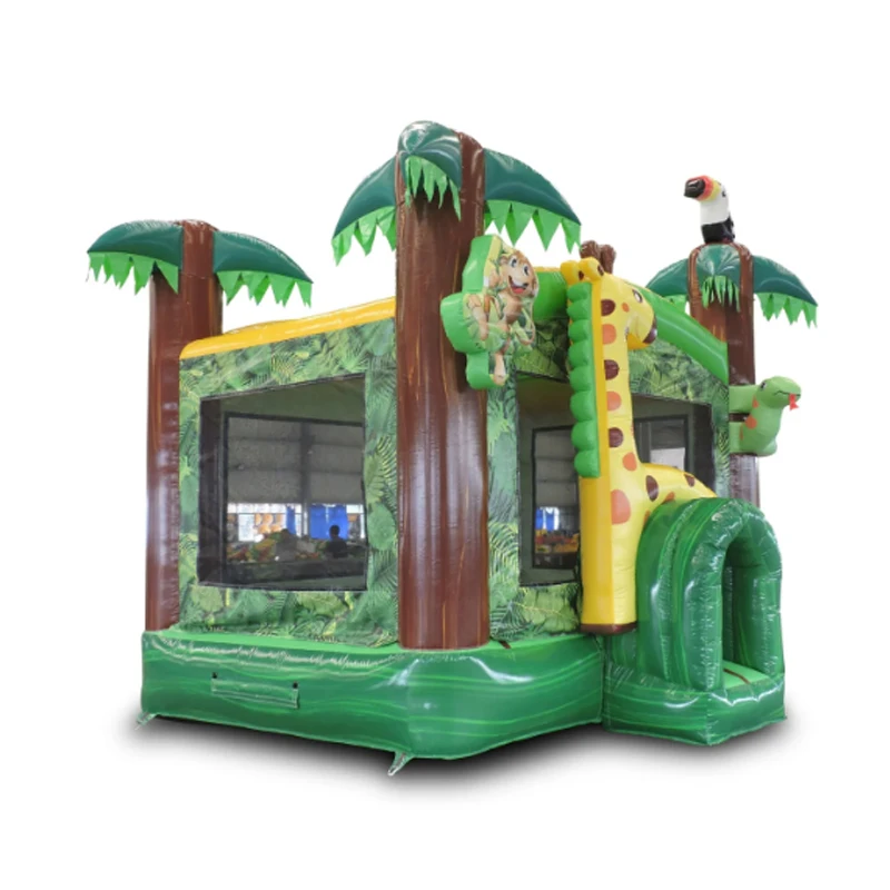 Children's Inflatable Trampoline Palm Tree Style Inflatable Bounce House Castle Animal Park Castle Trampoline