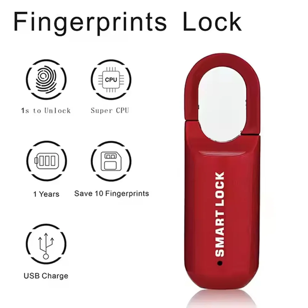 【Best Seller】Mini Fingerprint Padlock - USB Rechargeable & Waterproof Smart Lock for Luggage/Gym Lockers/Toolboxes with Instan