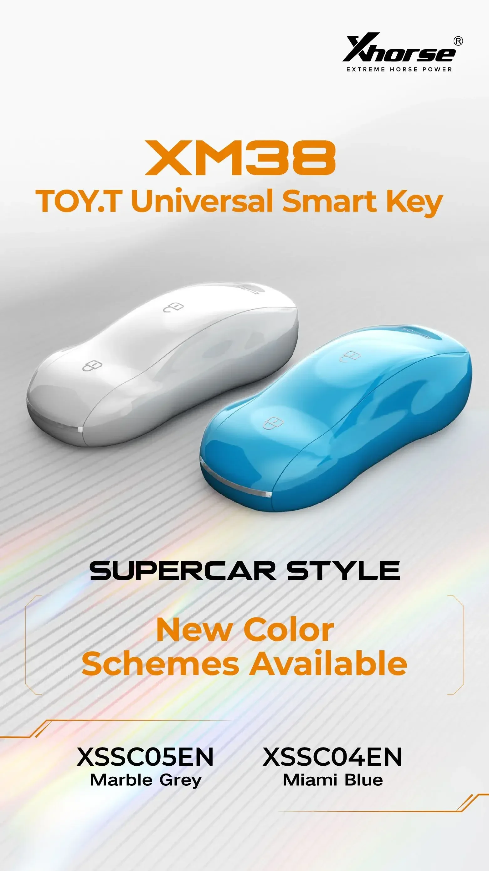 1/2/5pcs XHORSE XSSC05EN XM38 TOY.T Univesal Smart Key Supercar Style 3 Buttons Marble Grey Color English Version for VVDI VVDI2