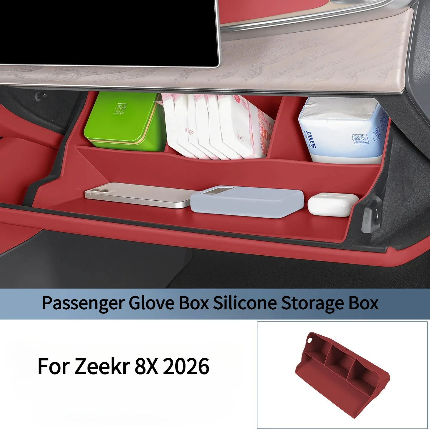 Front Passenger Glove Box Storage Silicone Organizer Private Item For Zeekr 8X 2026 Modification Interior Accessories