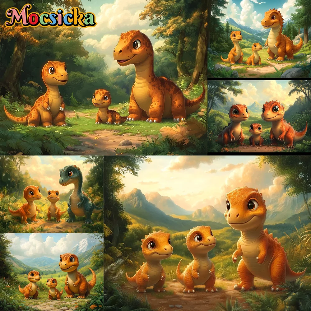 Mocsicka фон для фотосъемки милые маленькие динозавры украшения детский первый день рождения торт Smash портреты фоны для фотографий