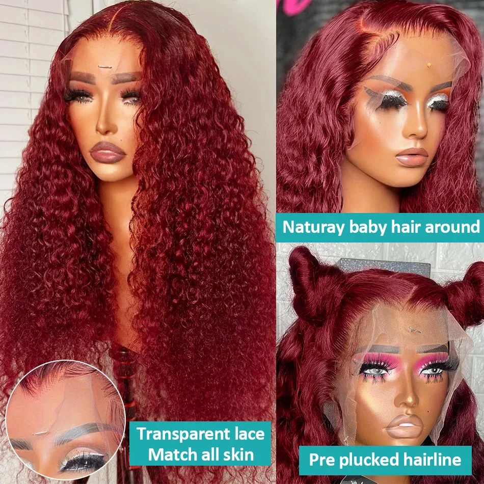 Wig keriting rambut manusia Frontal renda depan 13x6 Hd gelombang dalam 99j dengan kepadatan 300 untuk wanita gelombang air 30 inci renda depan