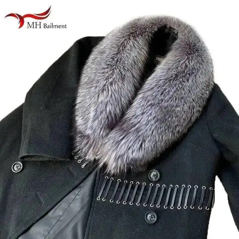 Col en fourrure de renard argenté naturel pour femme, écharpe en renard rouge, vraie peluche, écharpes à col chaud, manteau, veste, châle, mode