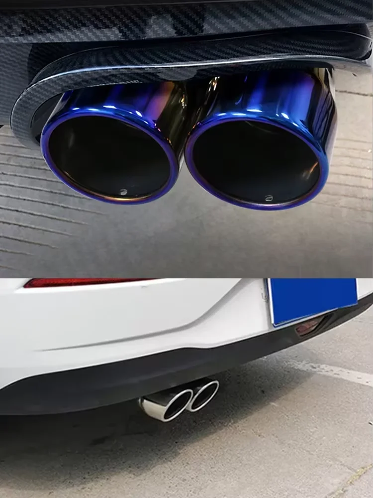 1 stücke Universal Auto Dual Outlet Auspuff Spitze Edelstahl Schwarz Auspuff Tipps Schalldämpfer Schwanz Doppel Rohr Rohr Tipps Auto zubehör
