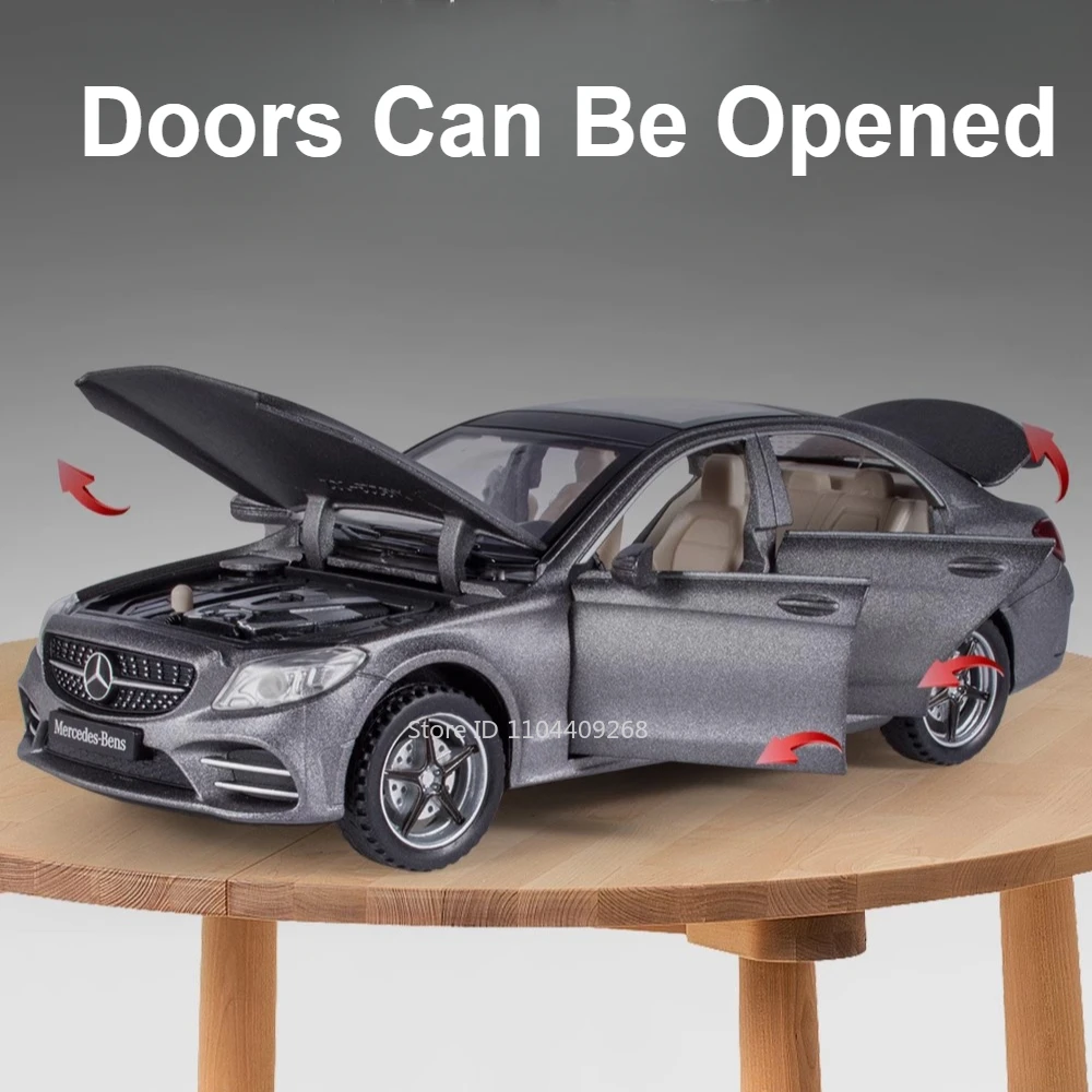 Modèle de voiture l'inventaire en alliage moulé sous pression pour garçons, jouets de simulation, musique, côtes lumineuses, cadeaux arrière, échelle 1:32, C260L, S400L