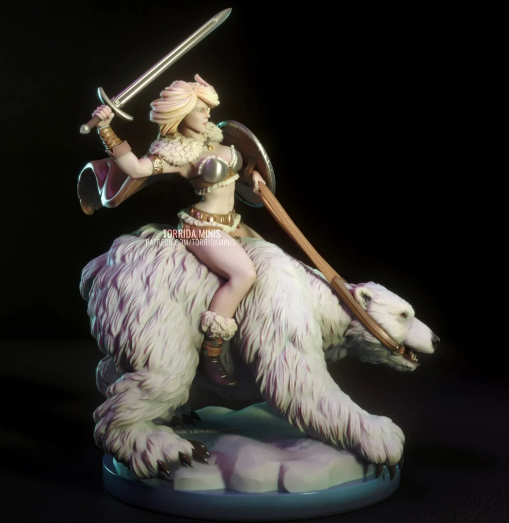 1/24 3d Printing Model Kit Hilde The Barbarian Resin Anime Model Kit DIY Micro Reduction Statue UnpaintedKit Toy