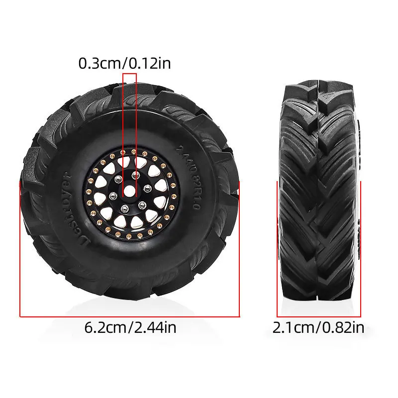 1/18 TRX4M SCX24 Brass Wheel & Tire Set - 1.0 Inch with Foam Inserts for FMS Ascent-18 Heavy-Duty