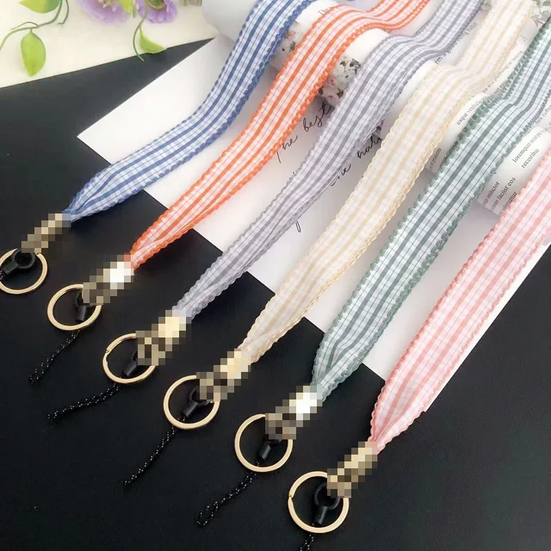 Plaid Mobile Phone Lanyard for Women, Halter Neck Rope, Broadband, Non-neck Sling, Two-in-1 Net, Celebrity