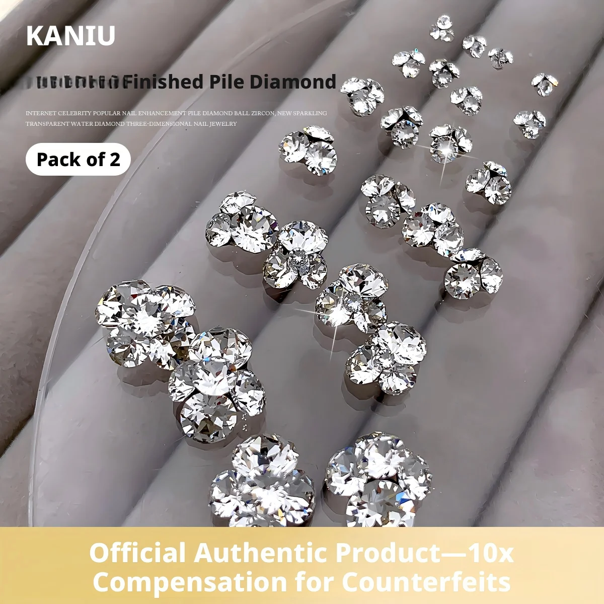 1/2PCS Pointed-Base Diamond Beads Stacked Nail Crystal Nail Drill Pile Diamonds Ball 3D White Clear Sparkle Nail Art Decorations