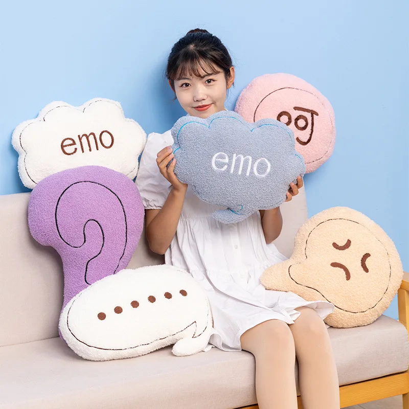 Bubble Kiss Creative Cloud Letter Pattern Seat Cushion Cartoon Doll Fluffy Pillows for Sofa Home Decor Throw Pillows for Bedroom