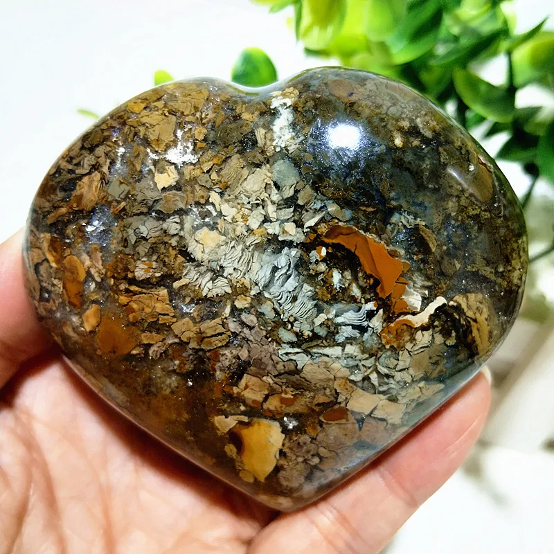 Natural Stones Ocean Jasper Heart Spiritual Meditation Witchcraft Spiritual Healing Feng Shui Crystal Ornament