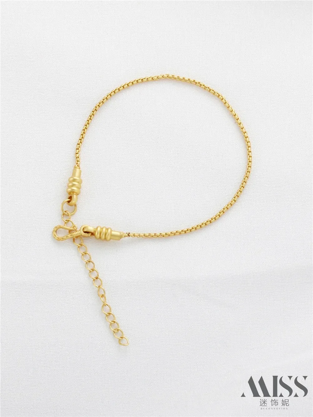 18K Gold Matte Gold Universal Bracelet with Adjustable Extension Chain DIY Bead Bracelet and Sand Gold Jewelry Accessories