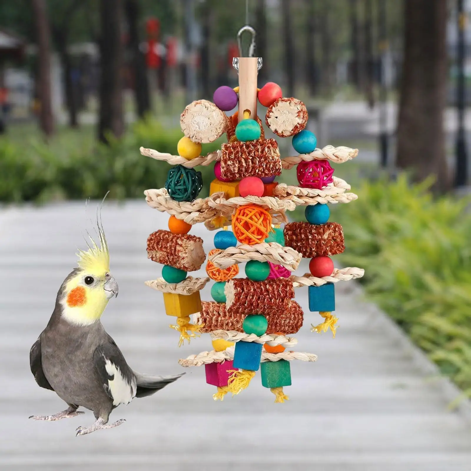 Parrot Chewing Toy Durable Wood Climbing Playground Bird Cage Interior Equipment for Macaw Cockatiel Budgie