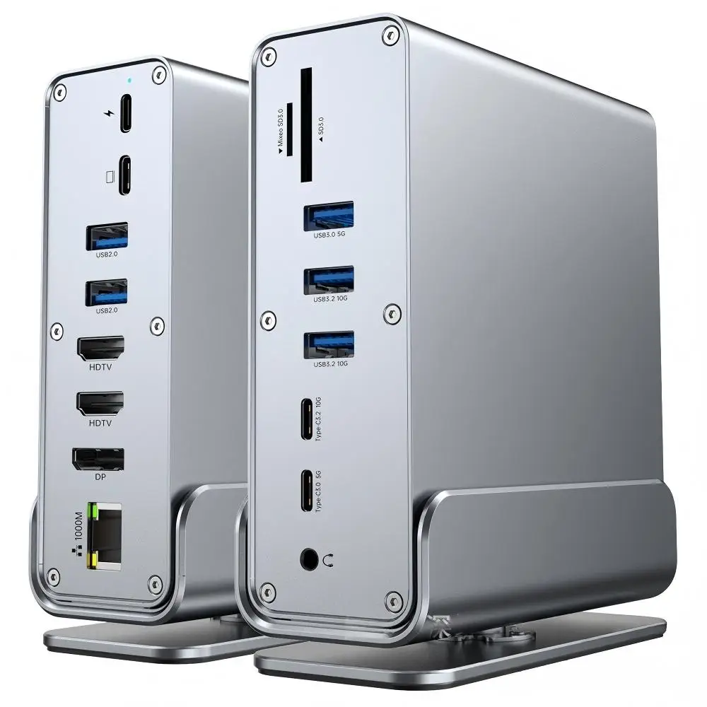 NULOXO 15-in-1 USB C 도킹 스테이션 트리플 디스플레이 4K@60Hz 허브(PD 100W RJ45 USB 3.2 10Gbps SD/TF 포함) MacBook Pro Windows용